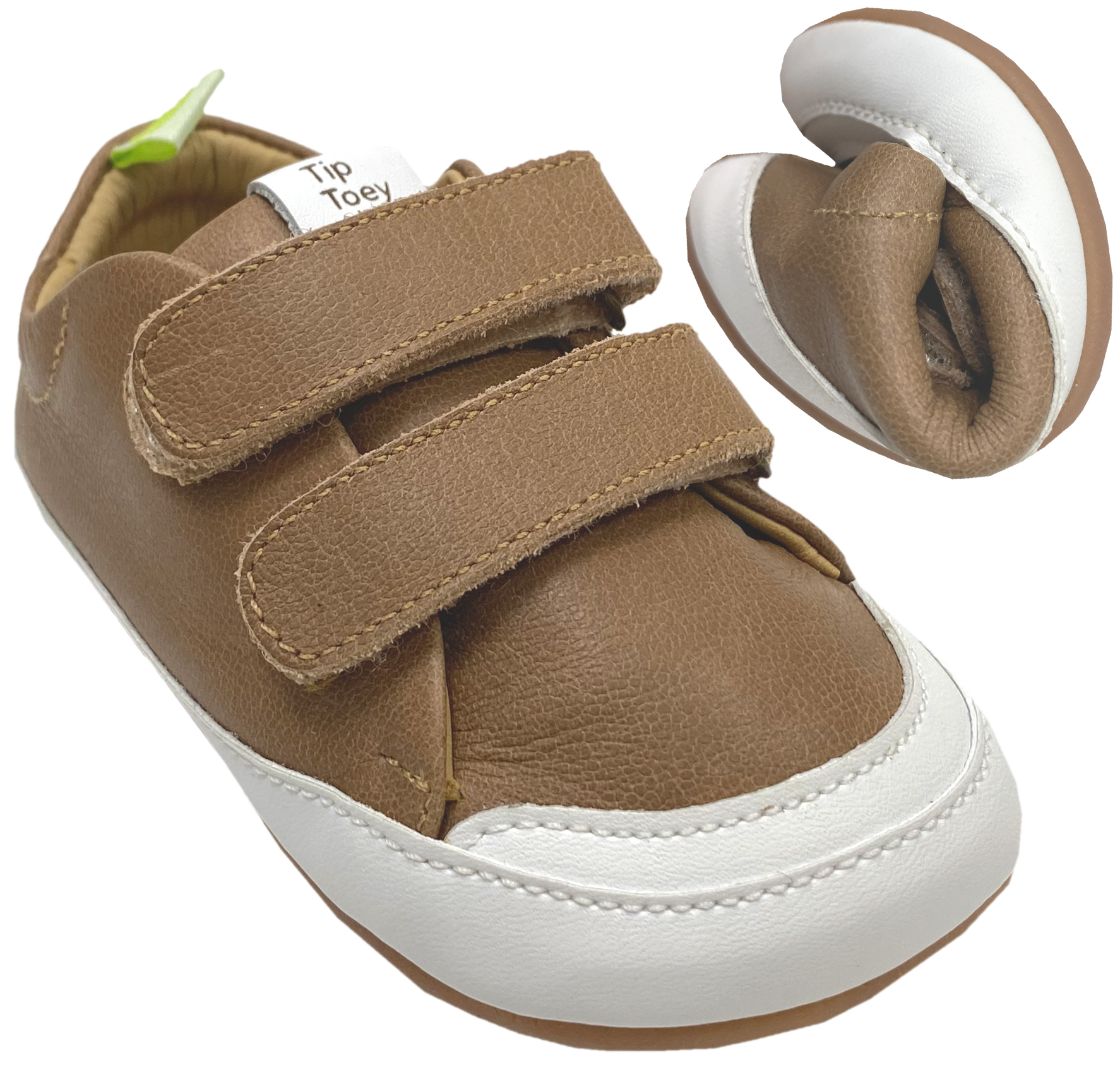 Knautschiger Lederschuh mit Minimalsohle Barfußsneaker *BOSSY* Braun von TIP TOEY JOEY