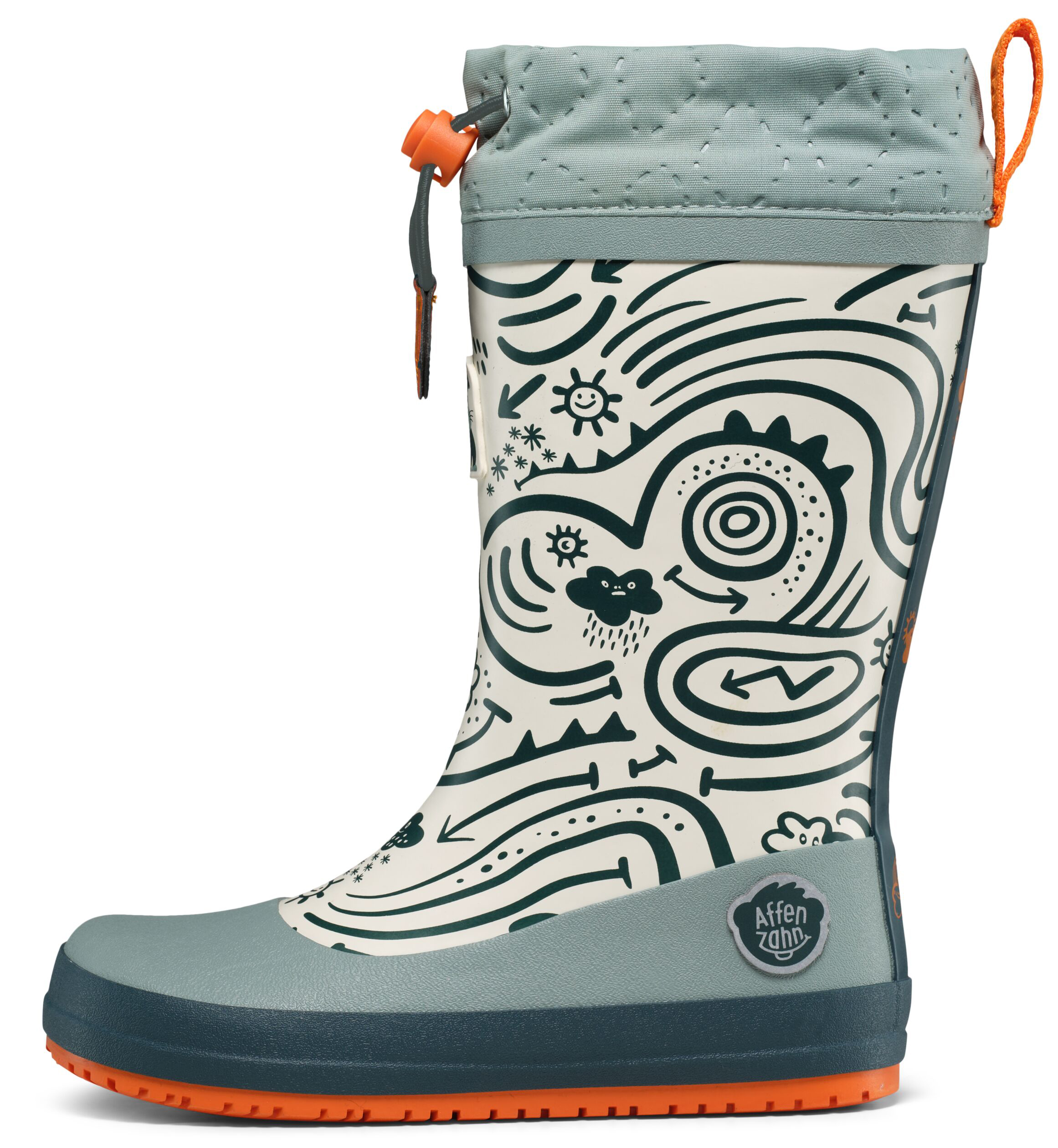 Barfuß Gummistiefel mit Warmfutter von AFFENZAHN * Vegan Puddly * Hase in Petrol