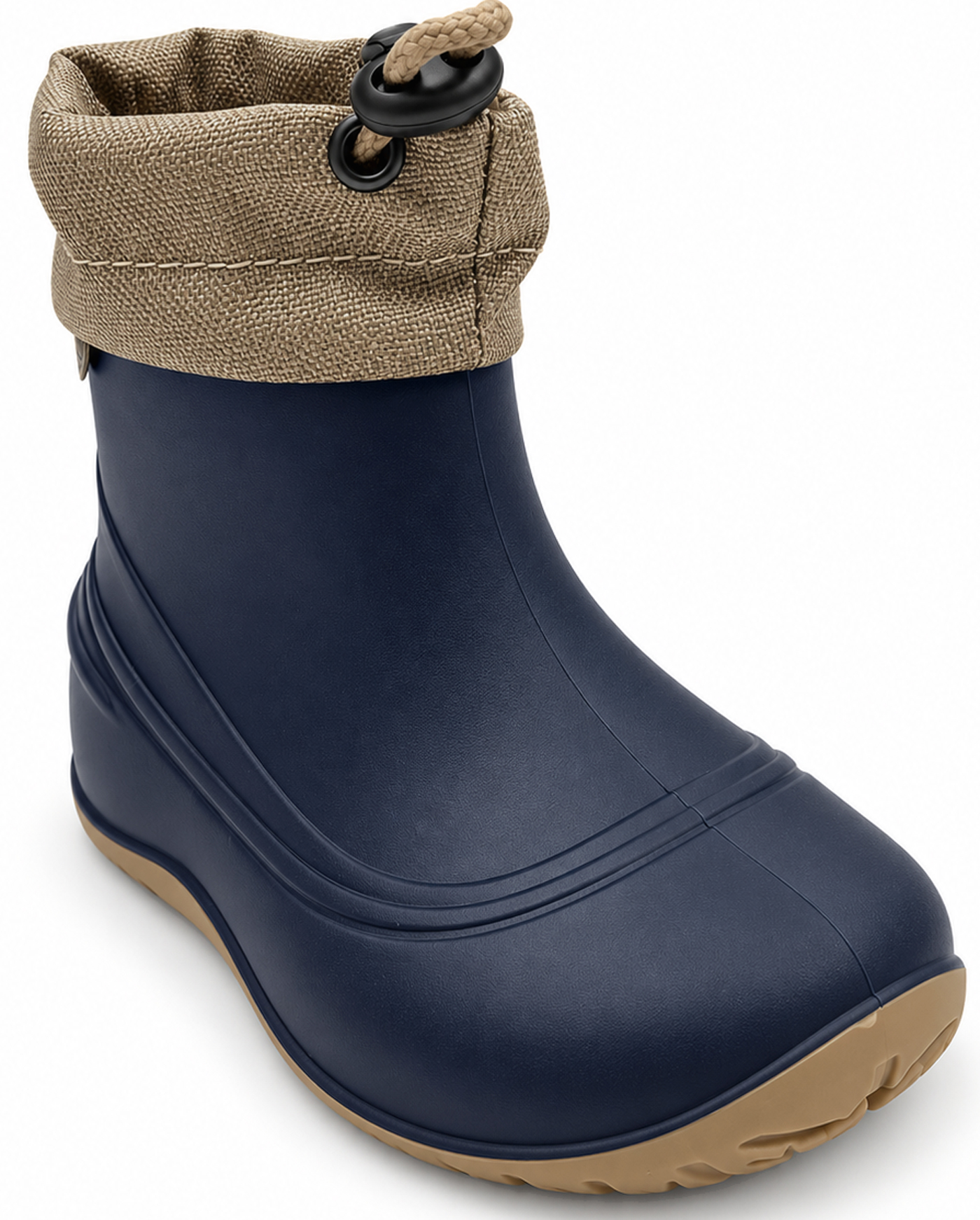 Ultra leichter Barfuß Gummistiefel Winterfutter, Kordelstopper am Kragen von LURCHI Polar Barefoot in Navy