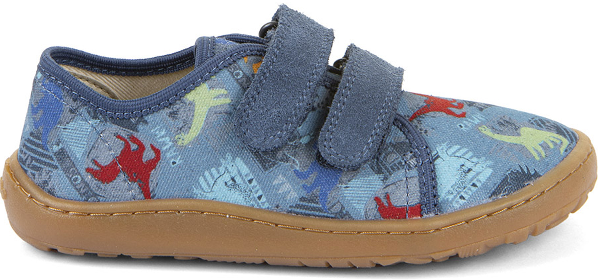 Canvas Sneaker Barefoot Grip Sohle von FRODDO in Jeans Blau Dino Motiv G1700440