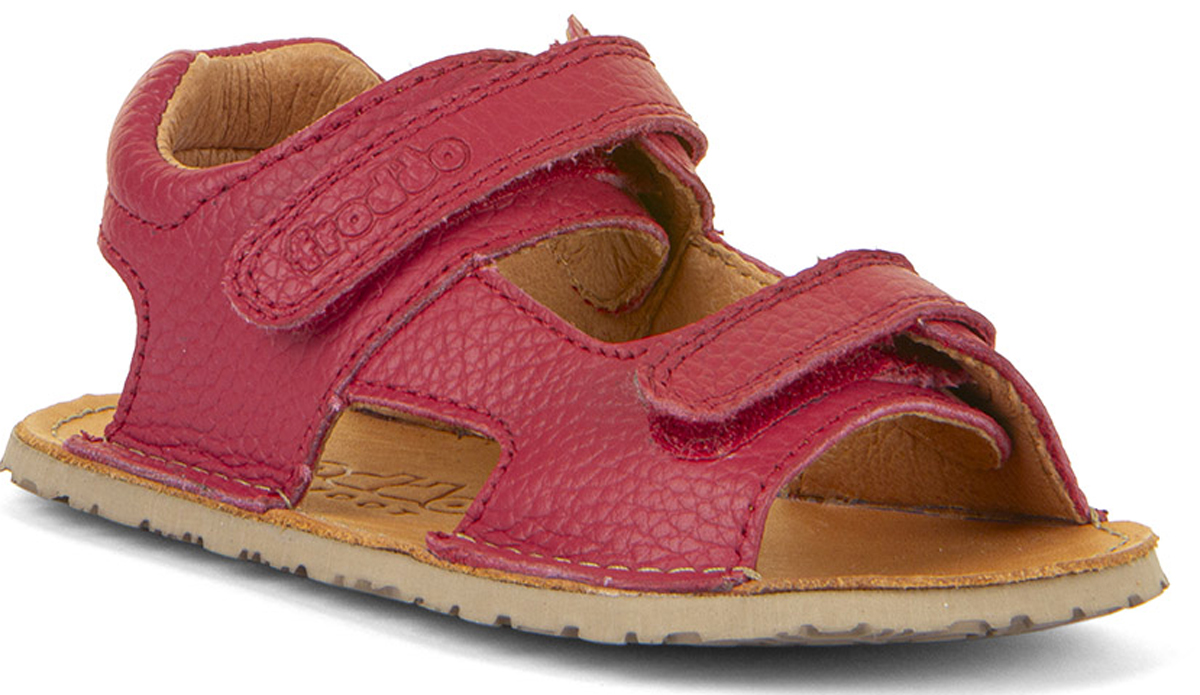 Flexible Barfußsandalen aus Leder, Doppelklett, FLEXY Mini in ROT von FRODDO G3150270