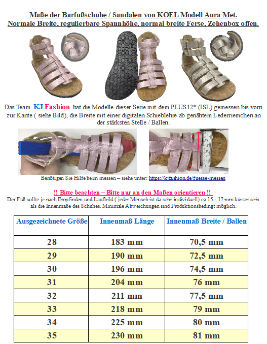 Riemchen Sandalen /Barfußschuhe *AURA Met* aus Leder in Pink/Rosa Glitzer von KOEL 24M010.151