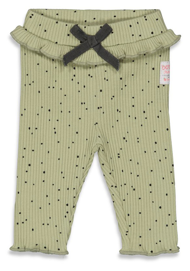 Schlupfhose / Leggins aus BIO BW Ripp Jersey in Maigrün gepunktet von FEETJE "Berry Sweet" 1802