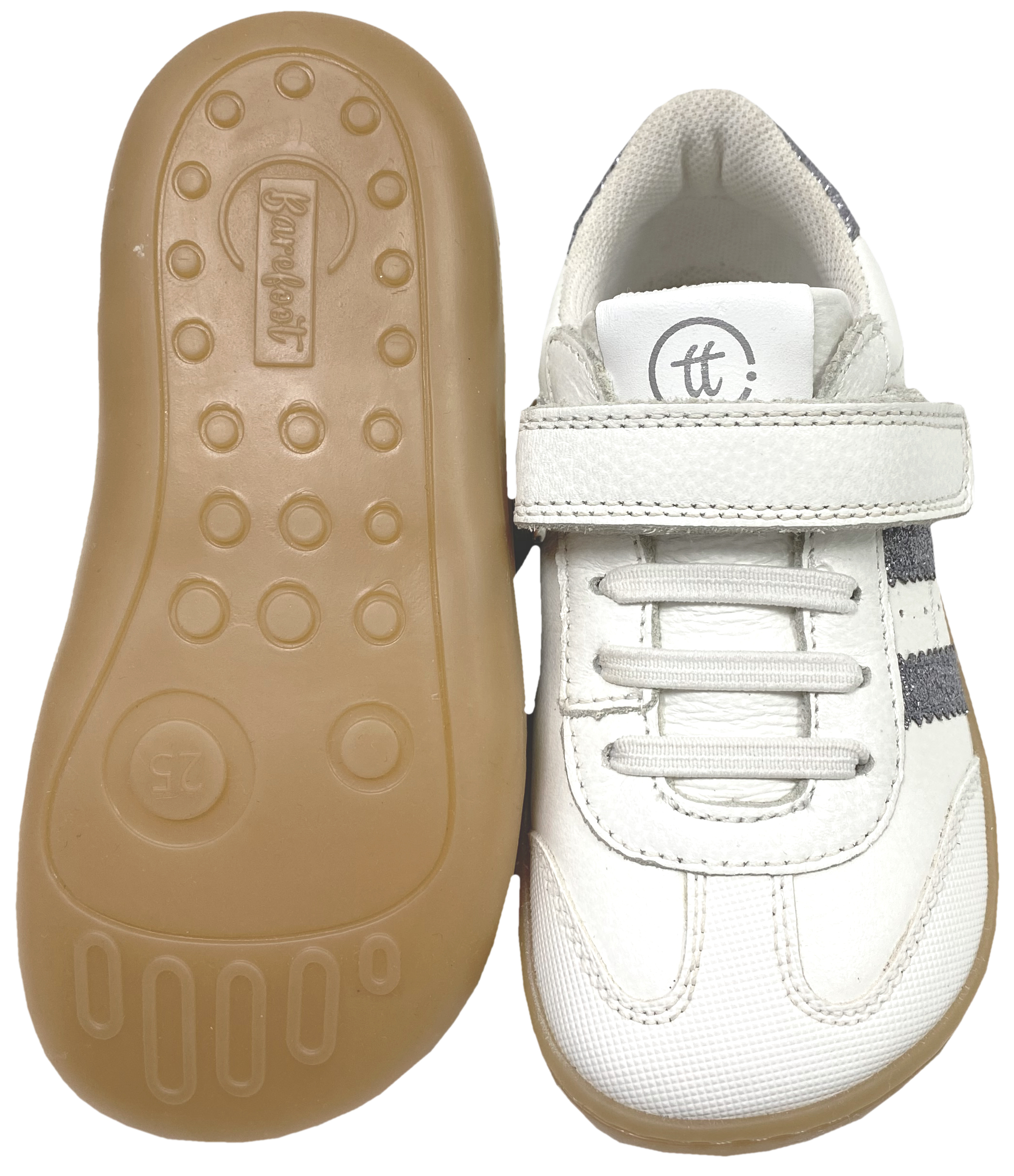 Barfuß-Sneaker, Non-Marking Sohle, Weiß/ Silber Glitzer von CHETTO Barefoot