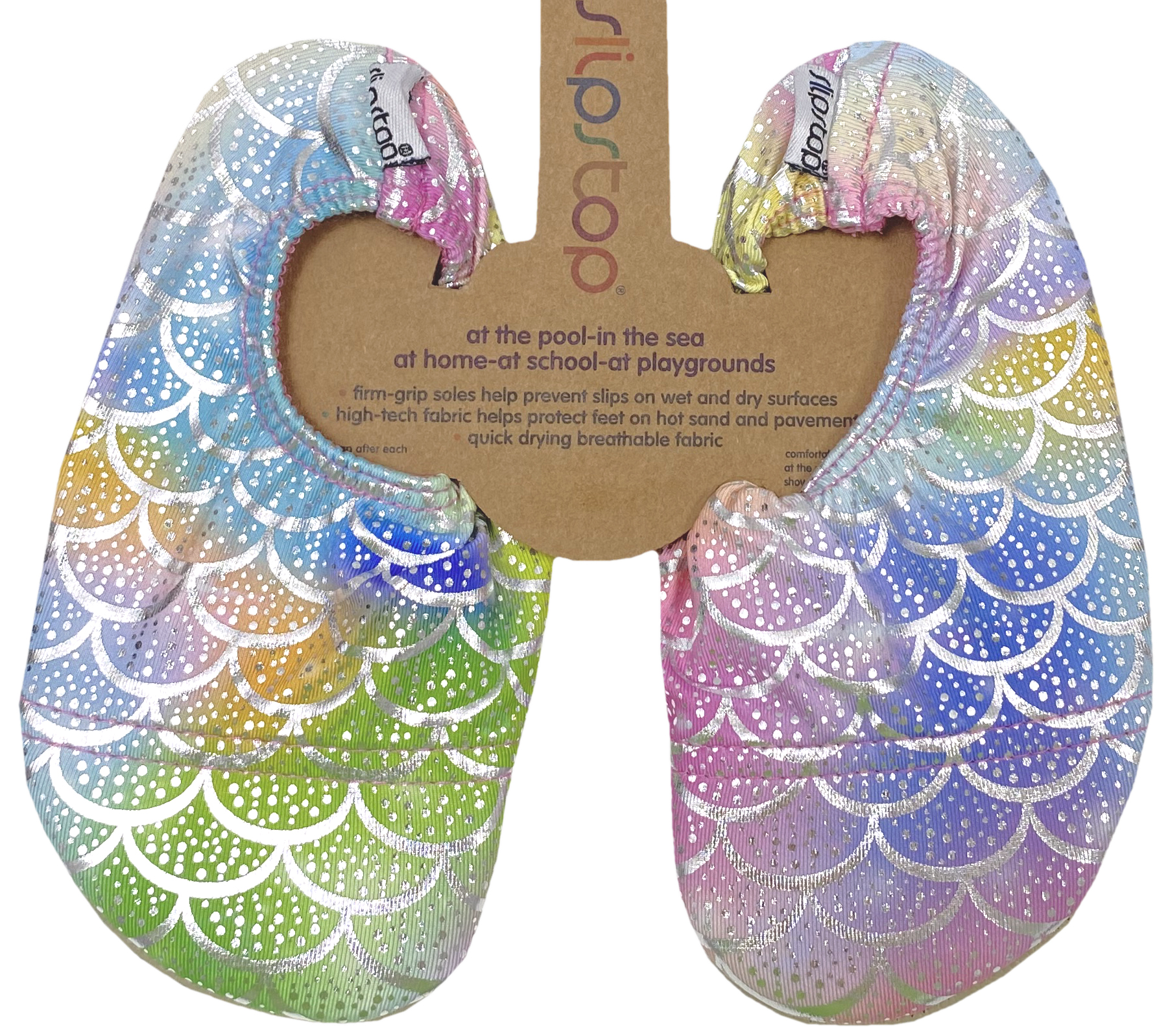 Slip Stop Badeschuhe / Turnschläppchen Barfußschuhe *Finny Regenbogen Glitzer*