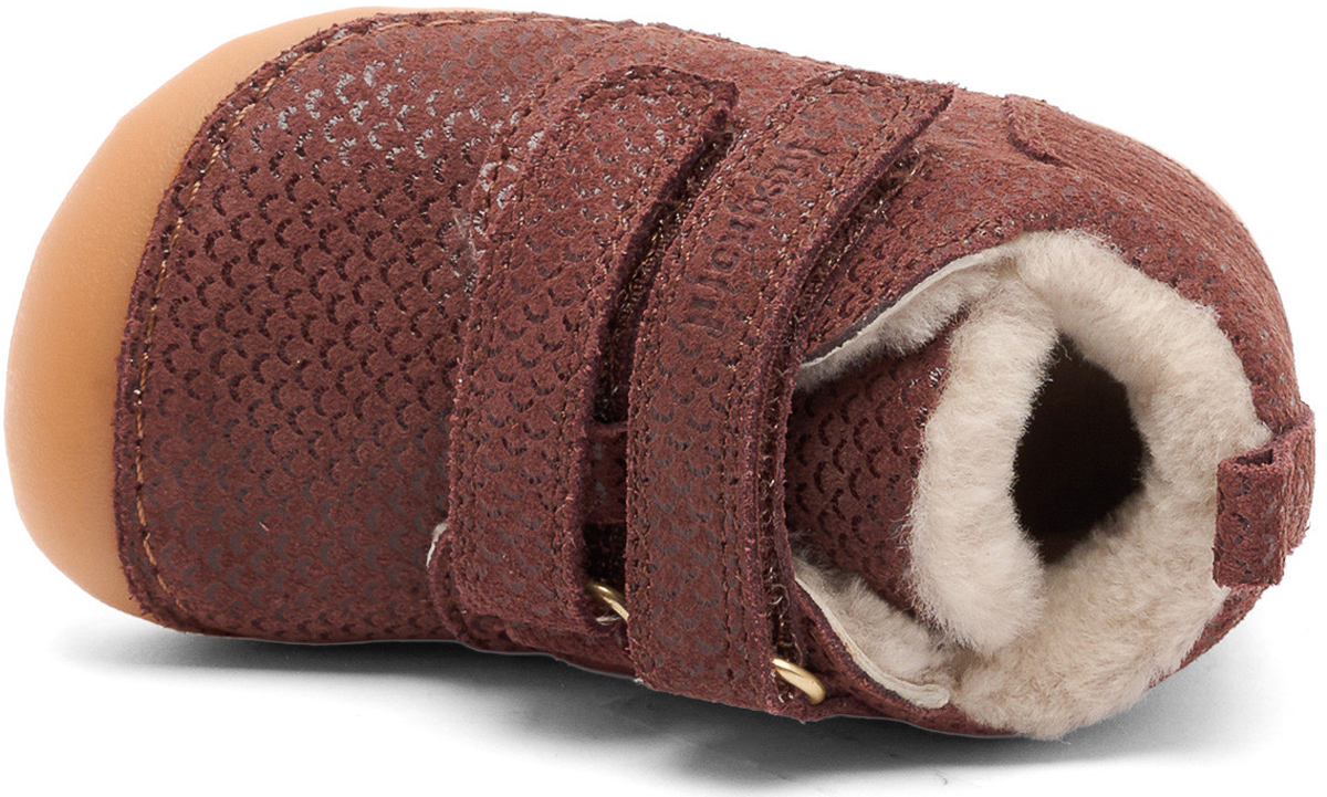 Knautschige Leder Barfußschuhe mit Lammwolle gefüttert CARTER Lamb in PLUM von BISGAARD 24113