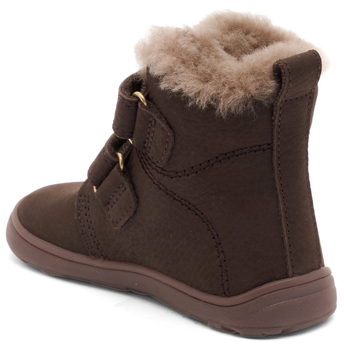 Winterstiefel aus Nubbukleder + Lammfellfutter von BISGAARD Barefoot EMIL Lamb 54107 in Braun