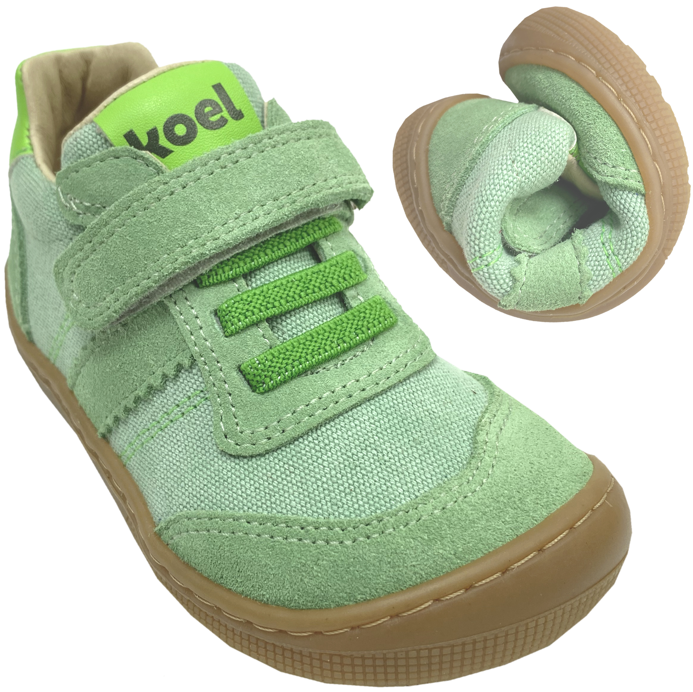 Low Top Sneaker mit Klett in Grün DYLAN Cotton 3.0 von KOEL Barefoot