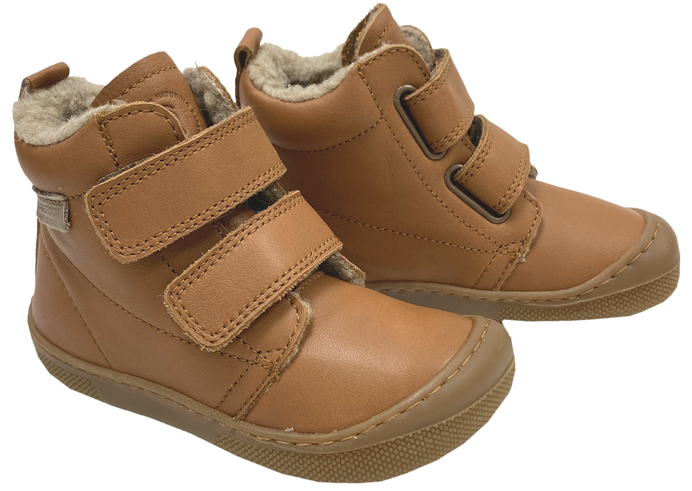 Naturino Barfuß Winterstiefel Nappa Leder *WIGGHI* m. Wollfutter in Cognac
