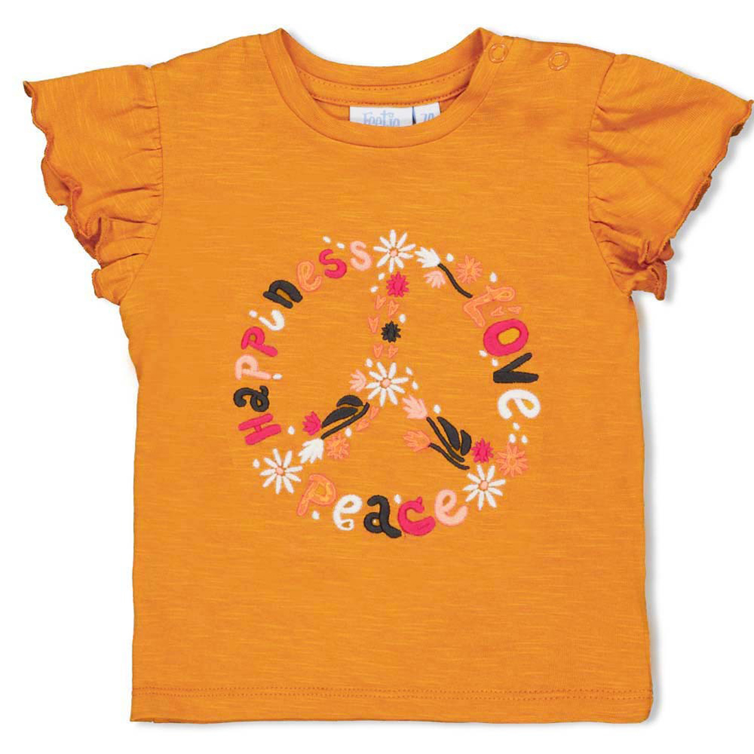 Flower Power T-Shirt in Ocker Gelb, Fronstick Peace Symbol von FEETJE " Whoopsie Daisy" 0633