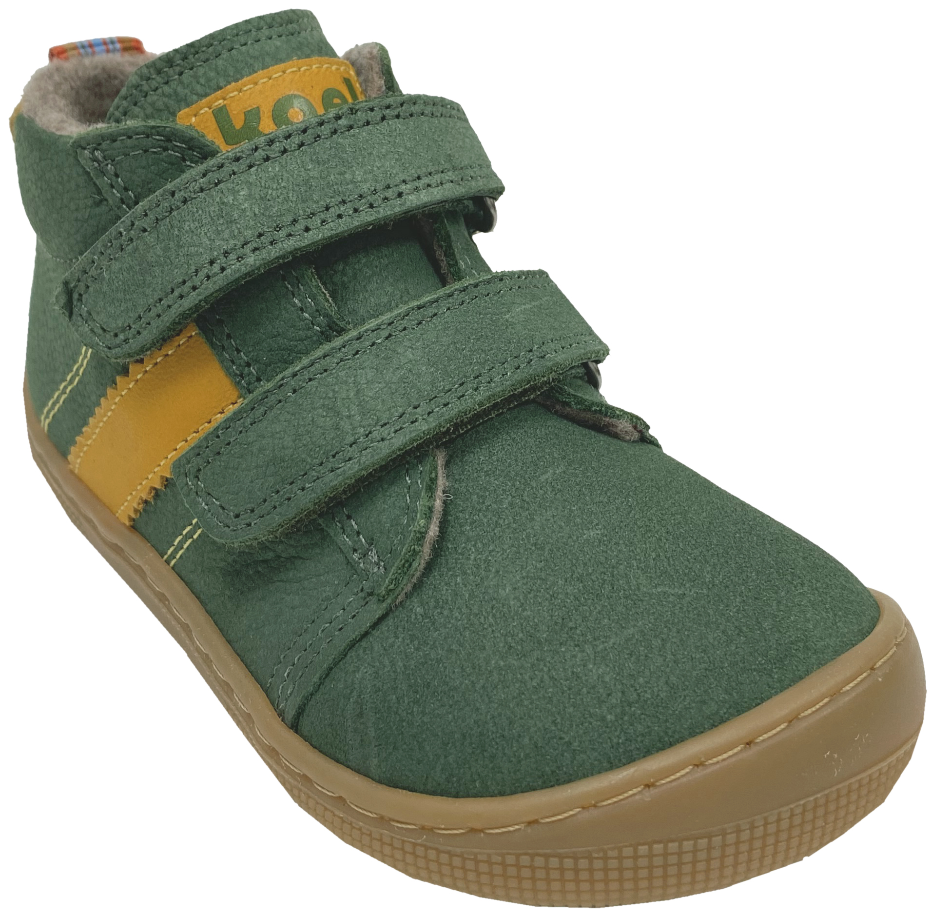 Hydroleder Barfußschuhe mit Wollfutter * DAVID 3.0 Wool * in Grün/Gelb von KOEL 07M070.233