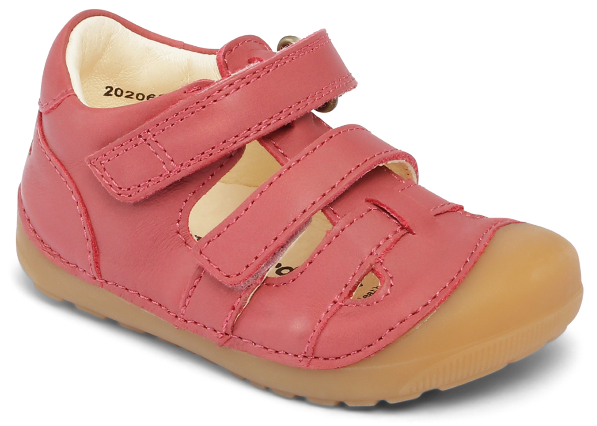 Weiche Leder Halbsandale mit Klett Barfußschuhe, BUNDGAARD Petit Sandal in Soft Rose 202066