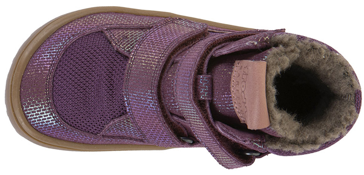 Winterstiefel Leder + Mesh +TEX +Schurwollfutter LILA Glitzer FRODDO Barefoot G3160247