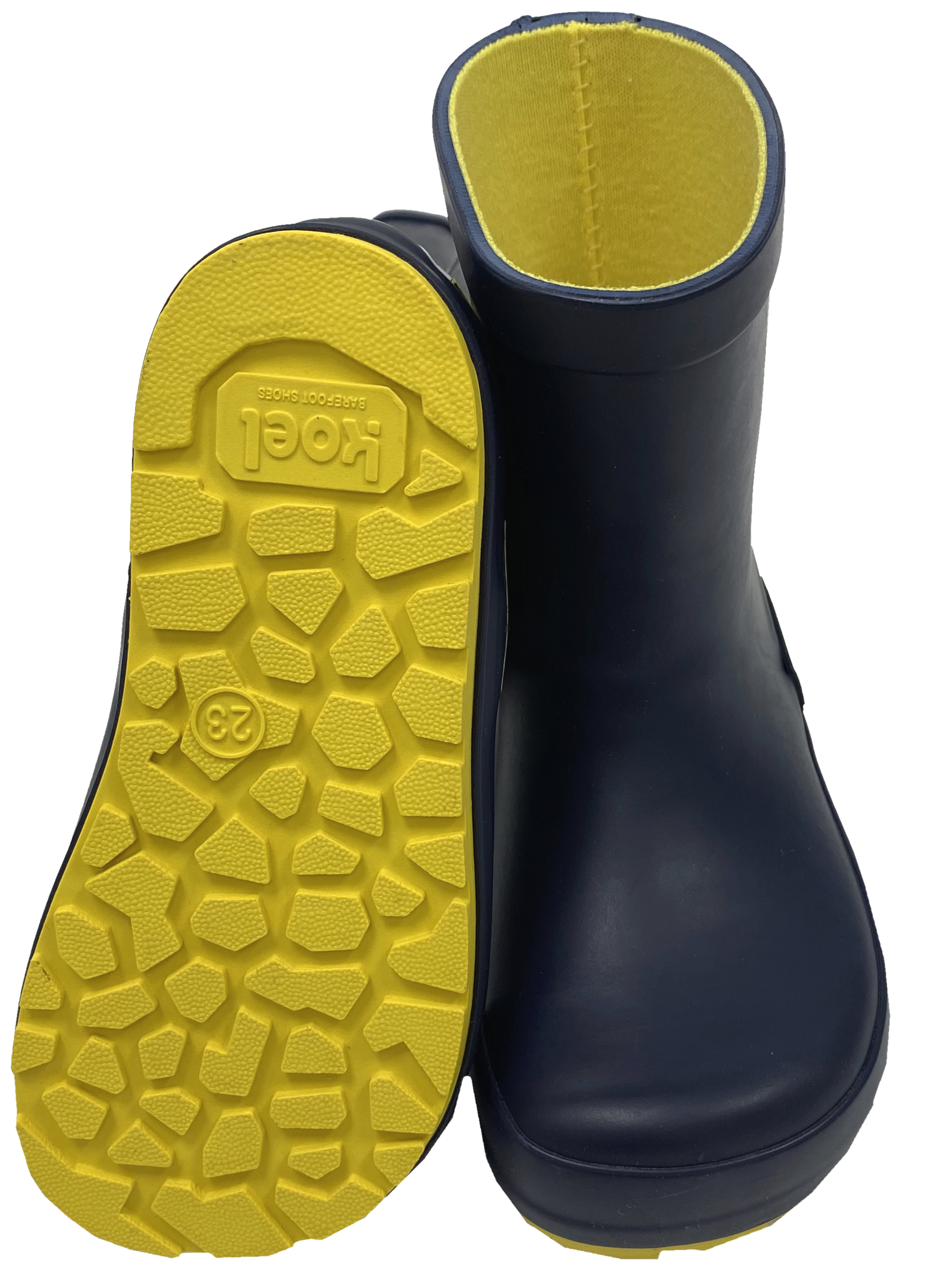 Breite Barfuß Gummistiefel / Wellie, super flexibel, anatomische Zehenbox KOEL V2 in Dark Blue