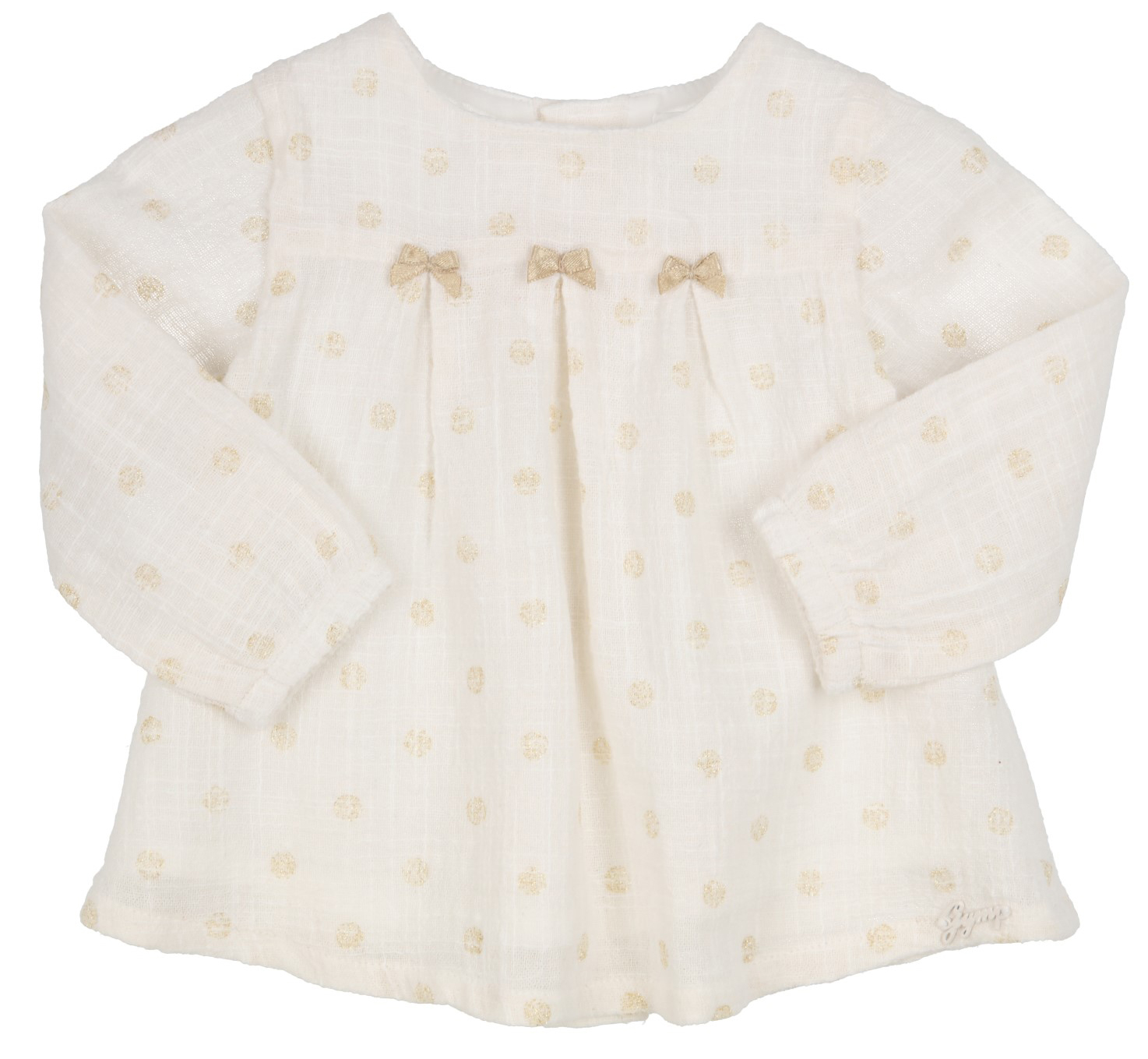 Festliche Tunika, Langarm in Leinenoptik in Offwhite mit goldenen Punkten von GYMP 351-1174