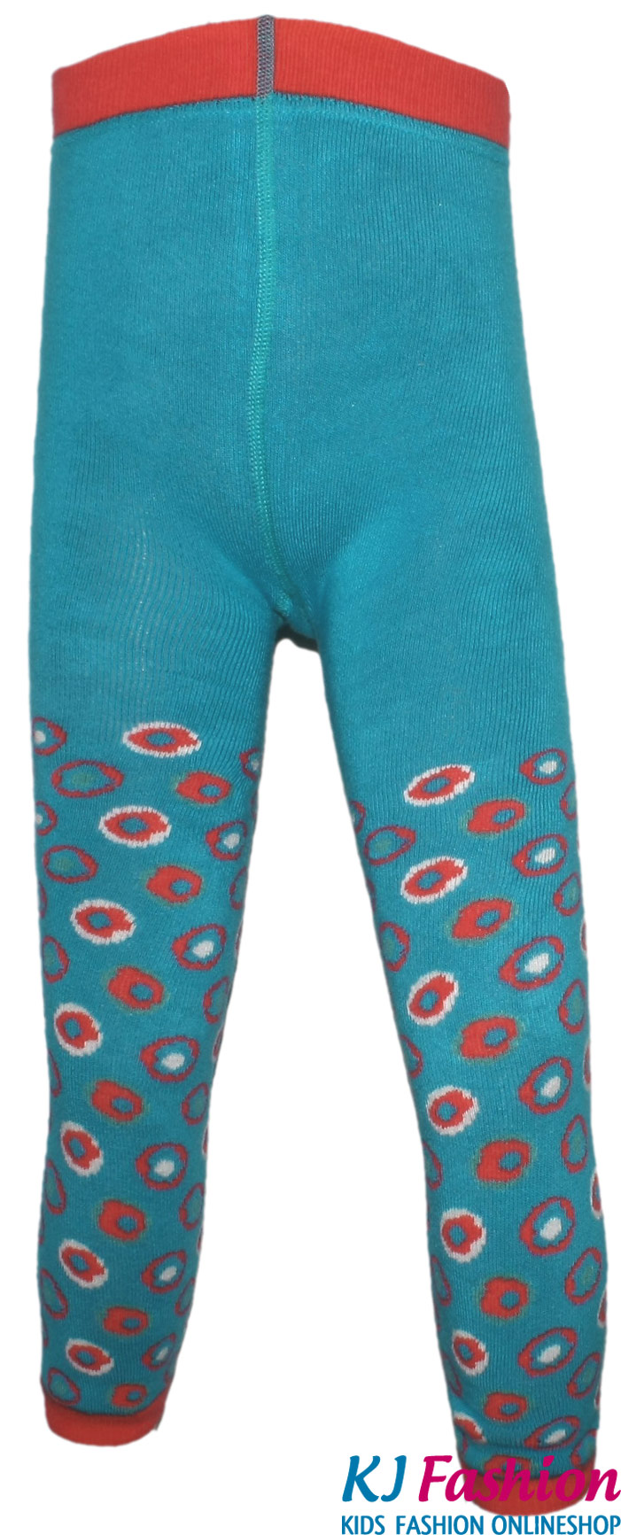 Thermo Leggings aus BW Vollfrottee in Türkis mit Hellroten Kreisen von MAXIMO 206000