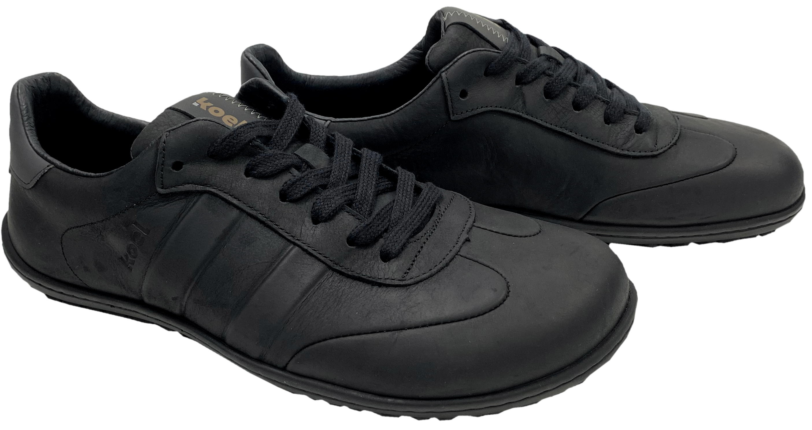 Barfuß - Sneaker IDO Black aus derbem Nappaleder mit seitl. Streifen von KOEL Barefoot