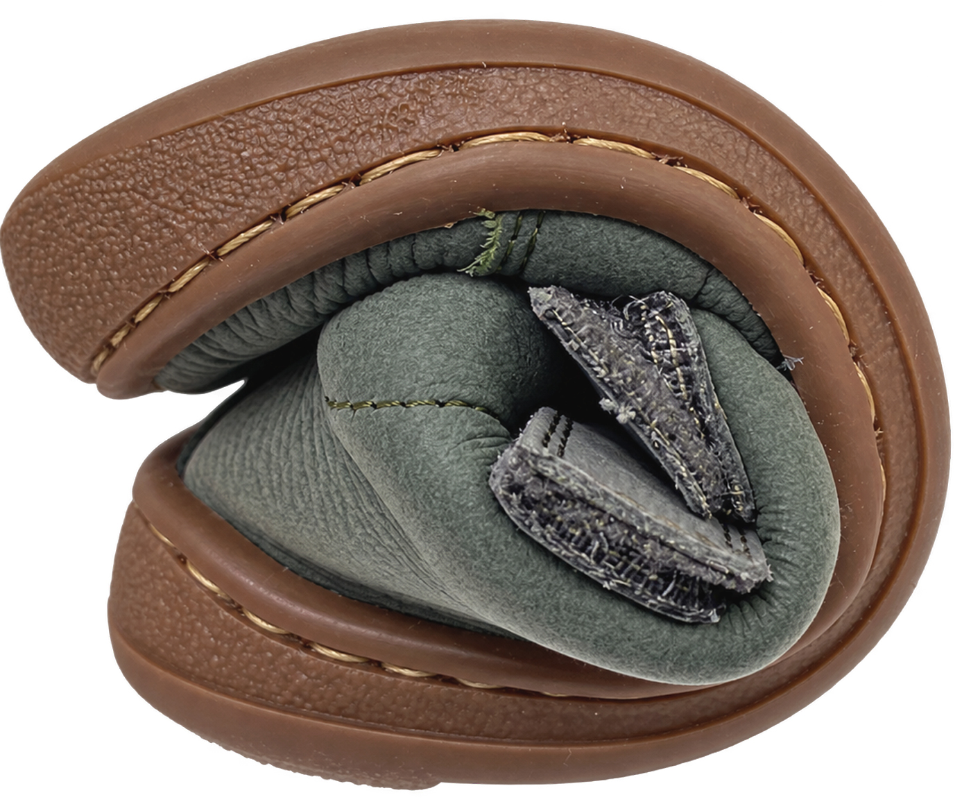 Barfußschuhe aus weichem Leder Knöchelhoch von FLEXI NENS in Steingrau / Khaki 9010-R