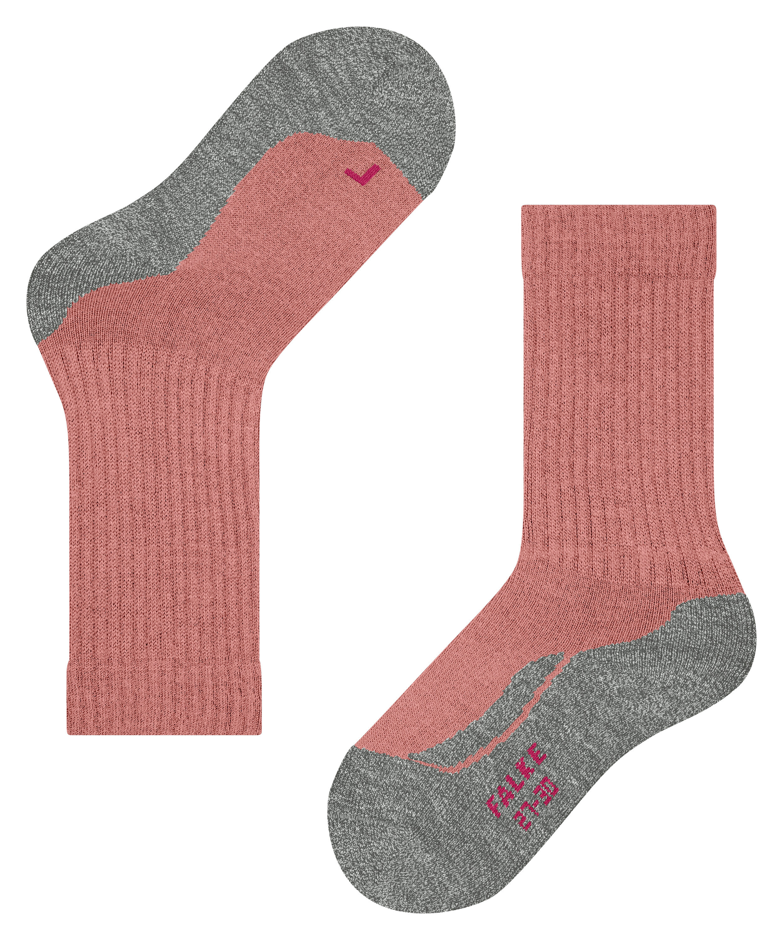 FALKE Active Warm in Wildrose Anatomische Rechts /Links Form Plüschsohle, Feuchtigkeitsabführend