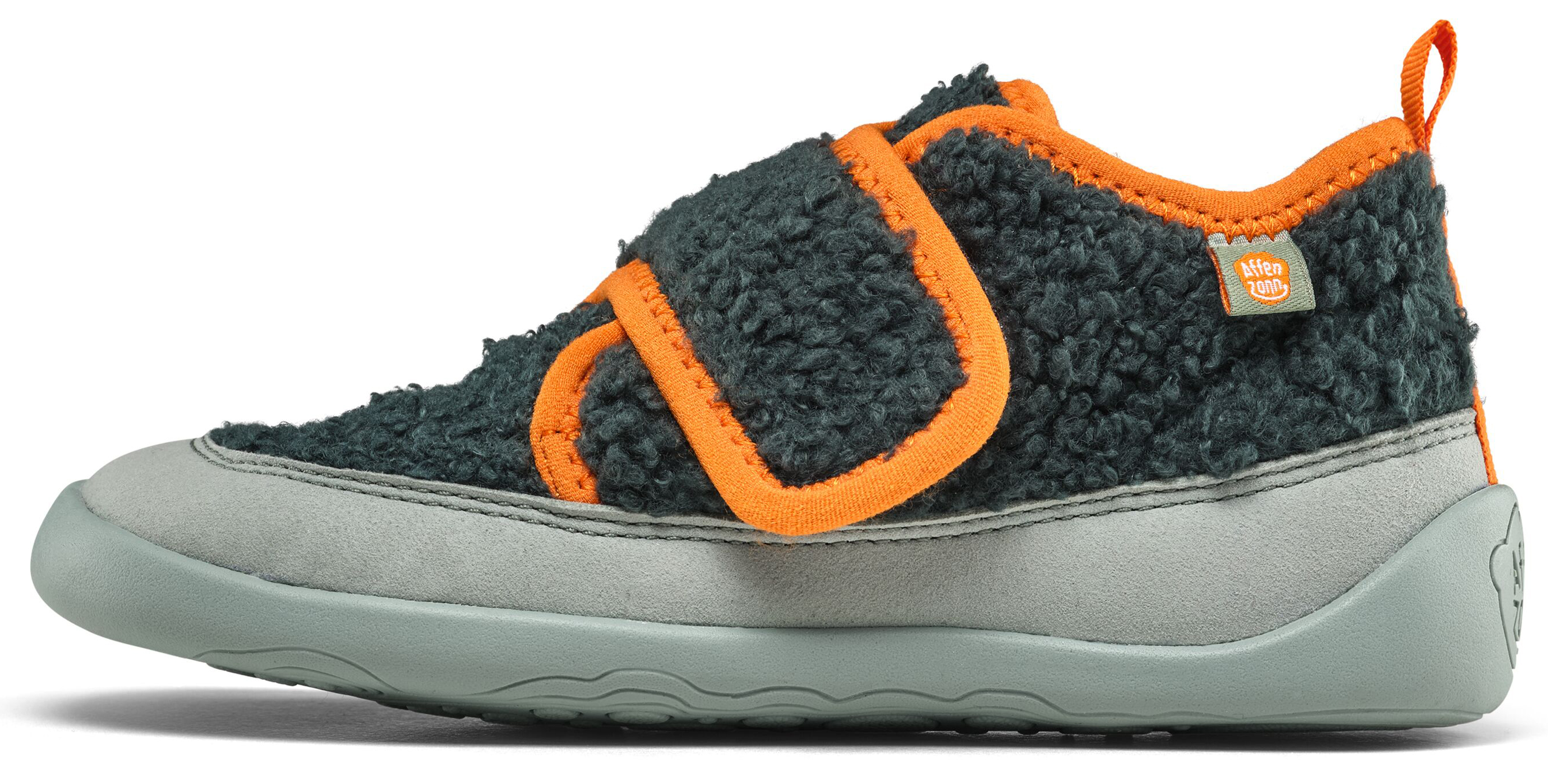 Veganer Hausschuh / Minimalschuhe aus recyceltem Fleece von AFFENZAHN * Bunny in Petrol *