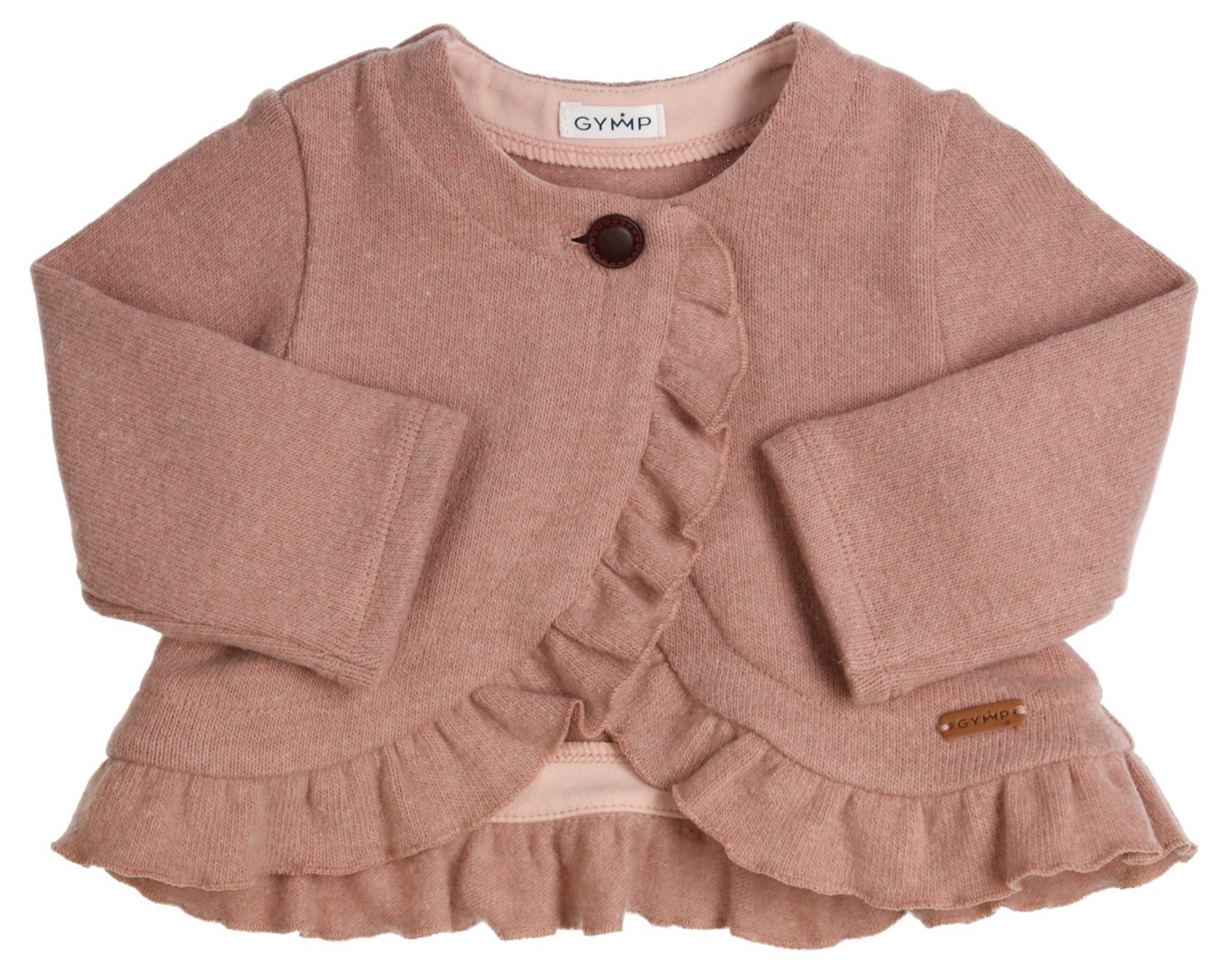 Strick Bolero Jäckchen in gedecktem Altrosé mit Volantabschluß von GYMP 2567