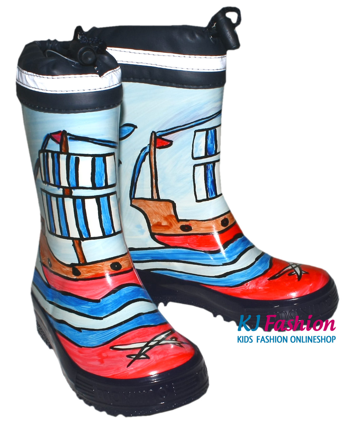 Gummistiefel aus Naturkautschuk wie handgemalt Modell SEGELSCHIFF von MAXIMO 63203-760100