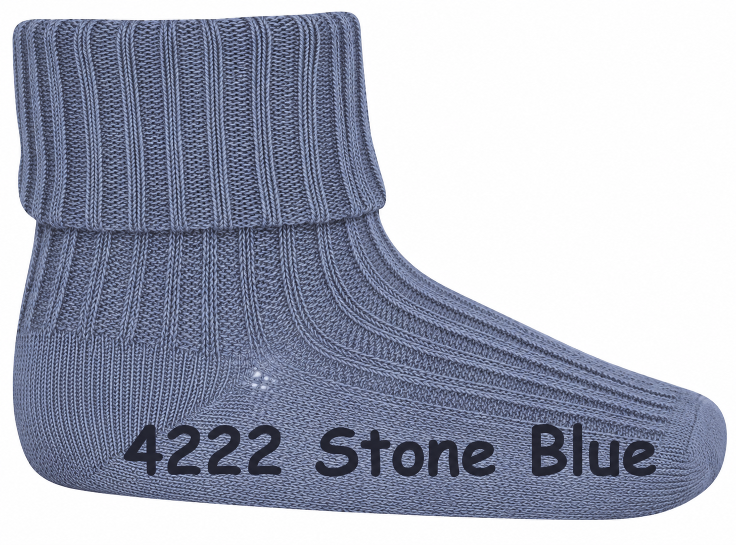 Wollsocke mit Umschlagbund aus Superwasch Soft Merino Wolle Artikel 589 in 4222 Stone Blue