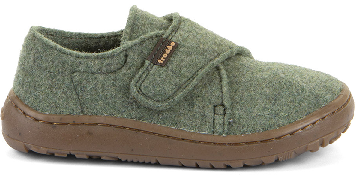 Woll- Hausschuhe mit Klett, in Grün von * Froddo Barefoot* knautschige Minimalsohle G1700420