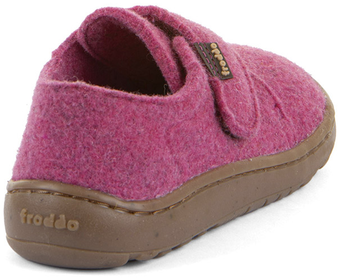 Woll- Hausschuhe mit Klett, in Pink / Fuxia von * Froddo Barefoot* knautschige Minimalsohle G1700420
