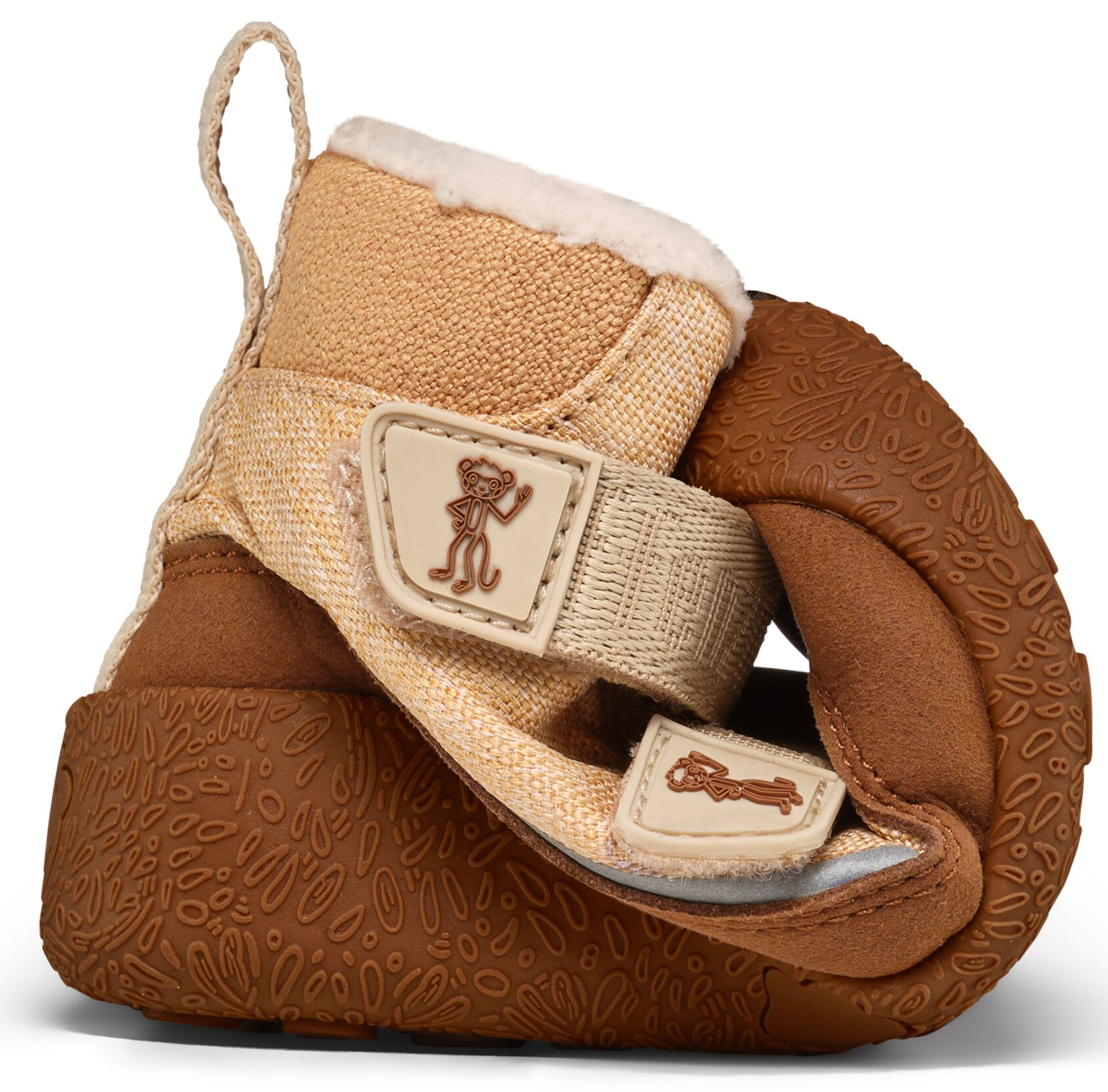 Veganer Midboot  SNUGGY mit Winterfutter von AFFENZAHN in Beige Motiv Affenzahn