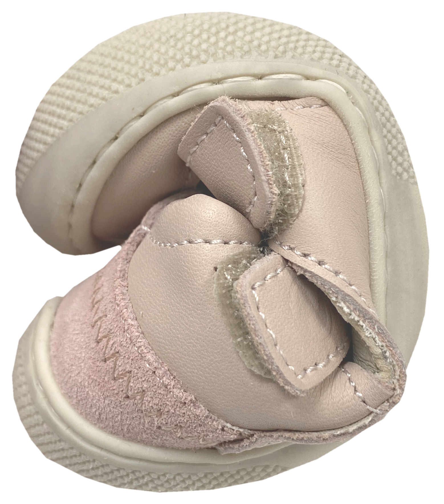 Halbsandale / Minimalschuhe aus Leder mit Doppelklett von NATURINO Barefoot "IRTYS" in Cipria - Pink (Hellrosa)