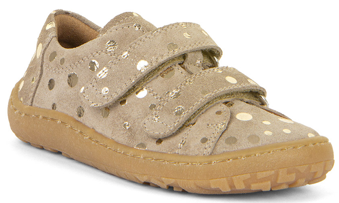Flexible Leder Sneaker in Beige mit Glitzer * Barefoot Basic * von FRODDO G3130240