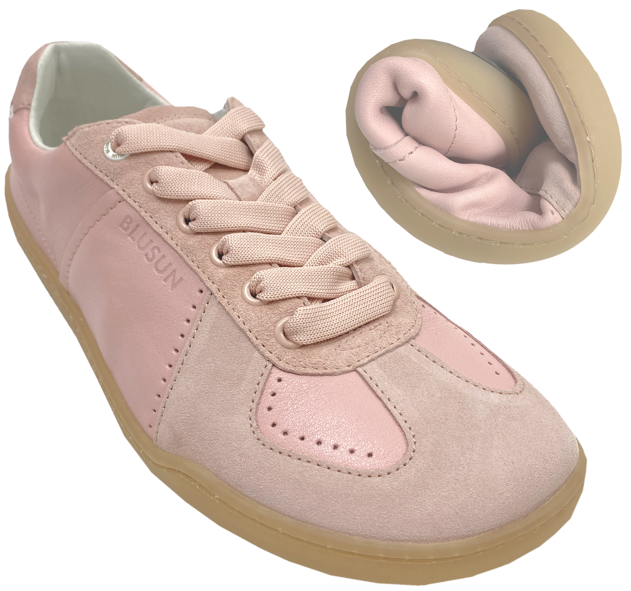 Schicker Barfuß Sneaker in hellem Rose von BLUSUN aus weichem Leder BLSN-200 Blush