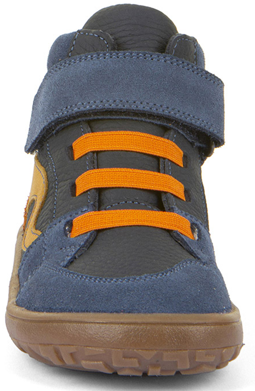 Halbhohe Barfußschuhe, Leder, TEX Membran+Textil Inlay *BlueDenim / Orange * FRODDO G3110265