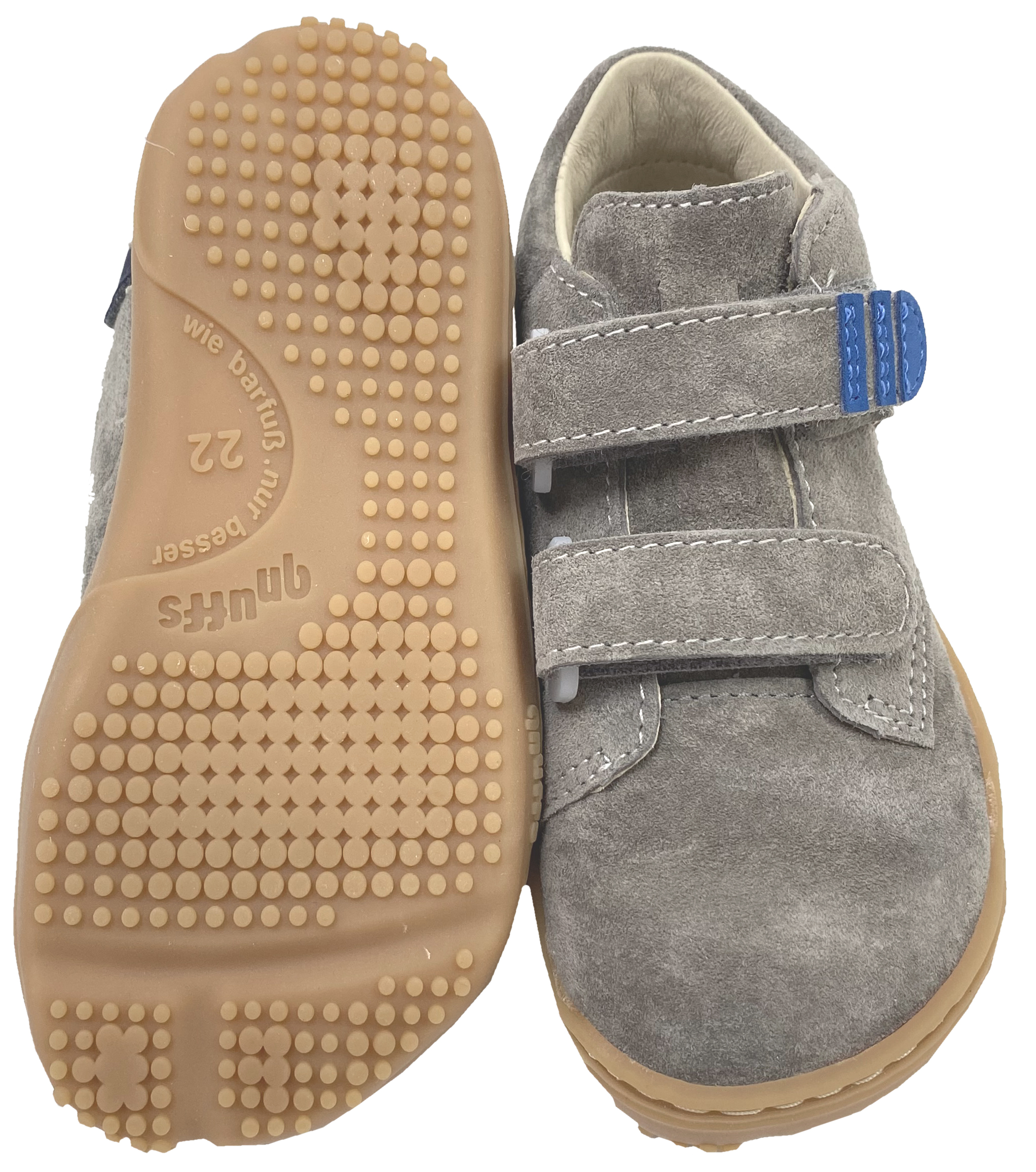 Knöchelhoher Leder Barfußschuh Kaltfutter von QNUFFS by Ricosta *BUCHE * in Grau / Blau 0010132