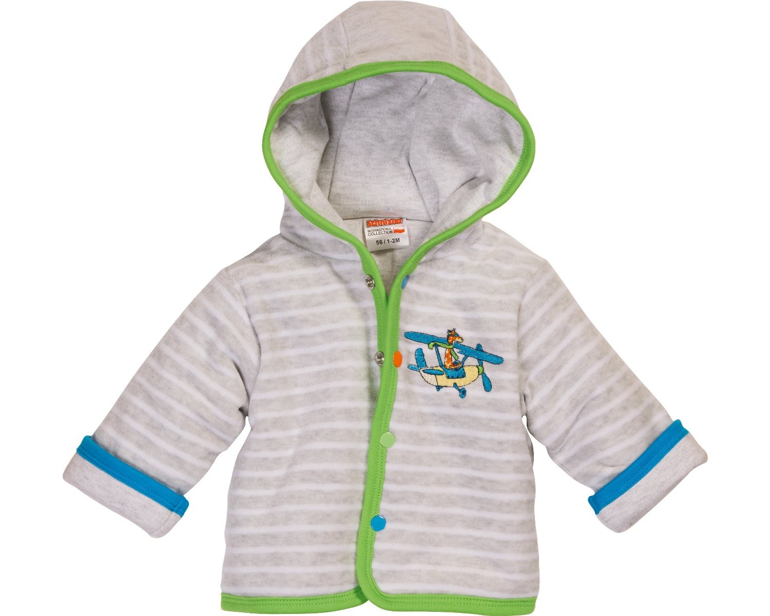 Kuschelweiche Nickijacke warm wattiert in Hellgrau Modell "Flugzeugn" von SCHNIZLER 812285