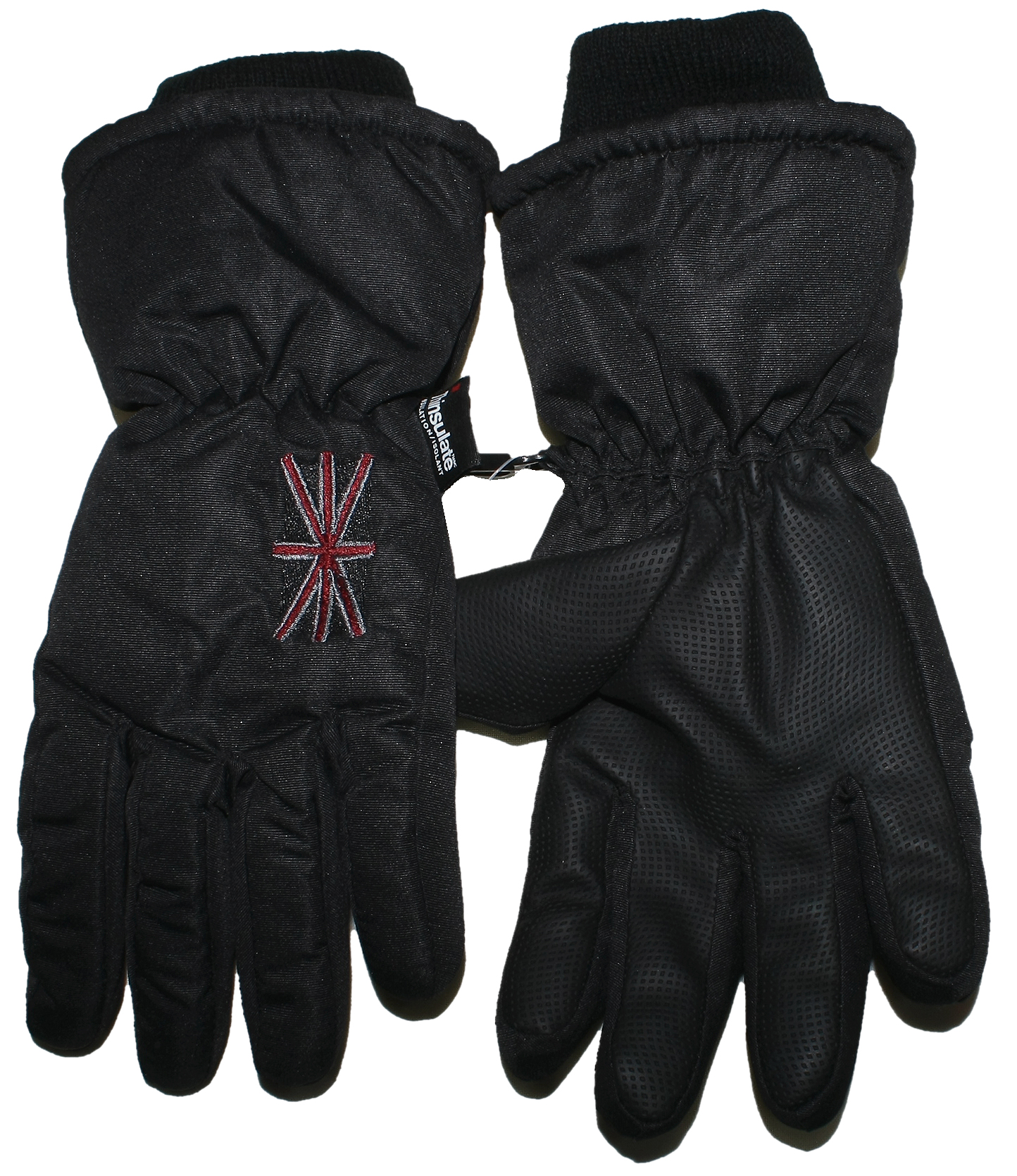 Schlicht Schwarze Skihandschuhe / Fingerhandschuhe gefüttert, mit textiler Stulpe von MAXIMO