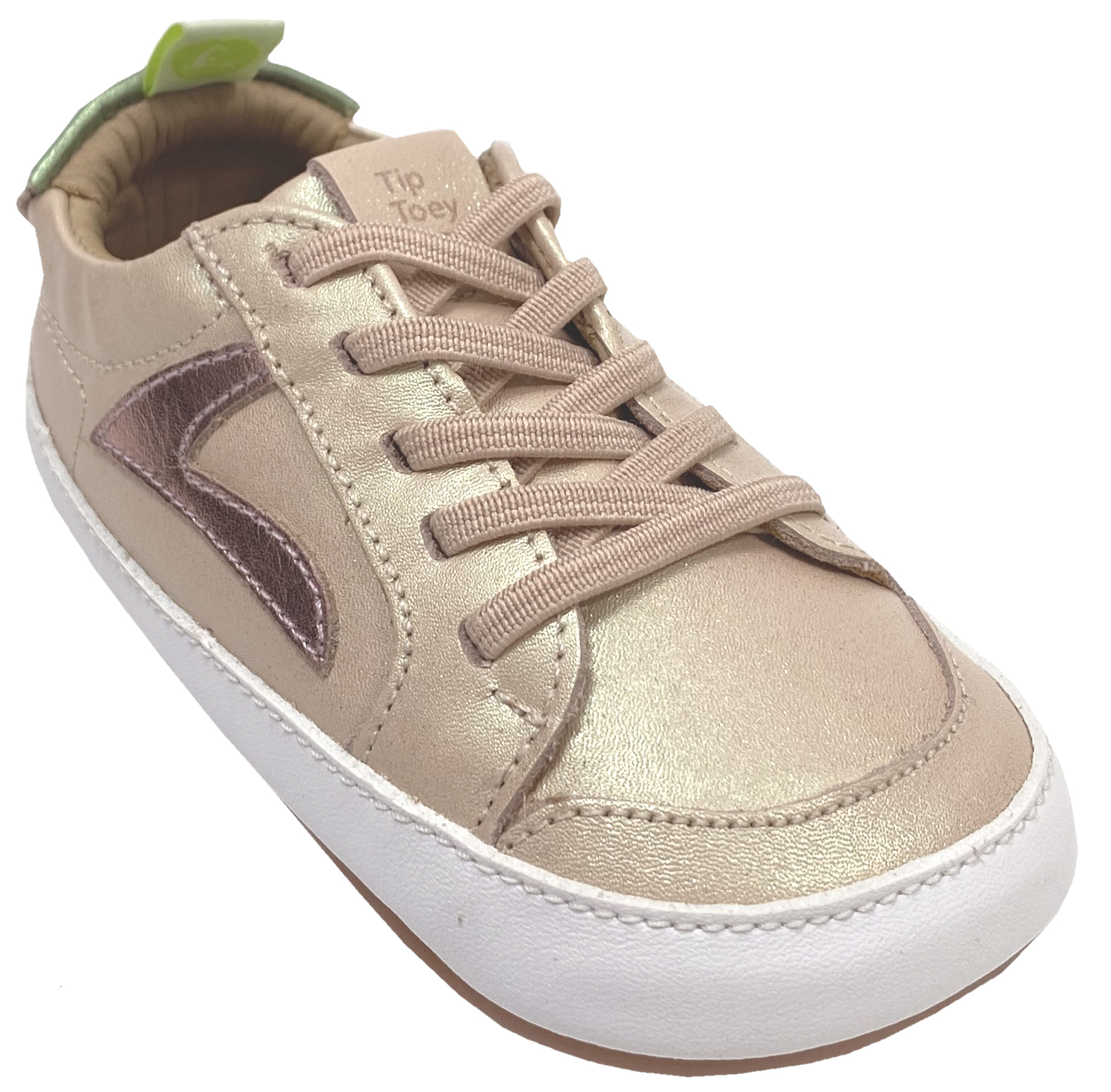 Knautschiger Lederschuh mit Minimalsohle aus Gummi Barfußsneaker *GROUND* Rosa Perlmutt von TIP TOEY JOEY