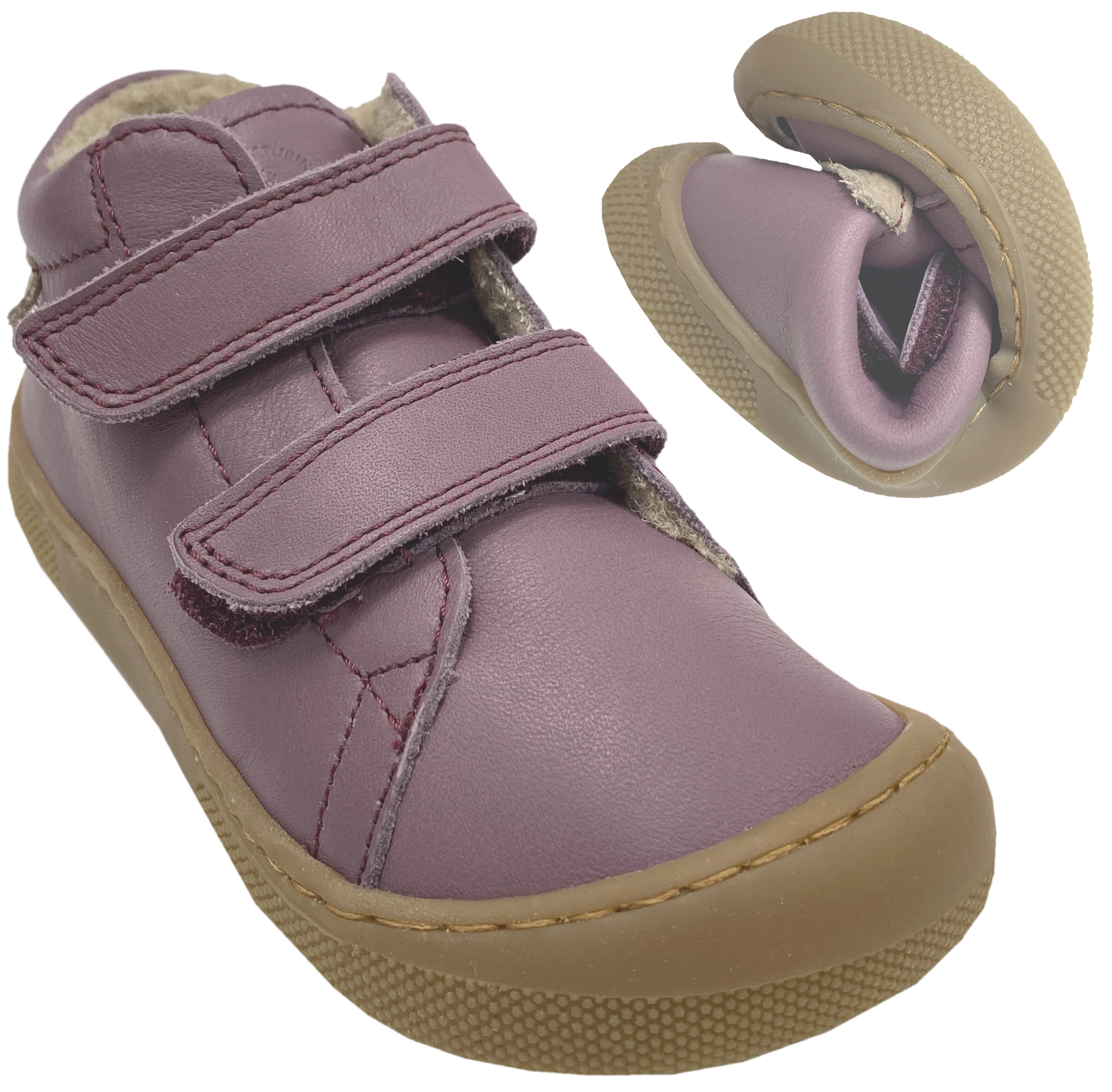 Barfußschuhe aus Nappaleder mit Schurwollfutter in Magnolia von NATURINO * AMUR *