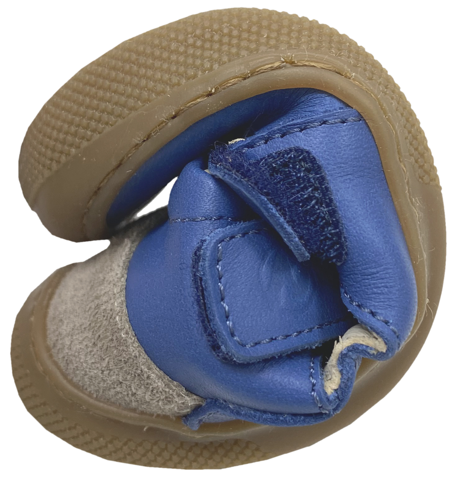 Halbsandale / Minimalschuhe aus Leder mit Doppelklett von NATURINO Barefoot "IRTYS" in Azure Taupe