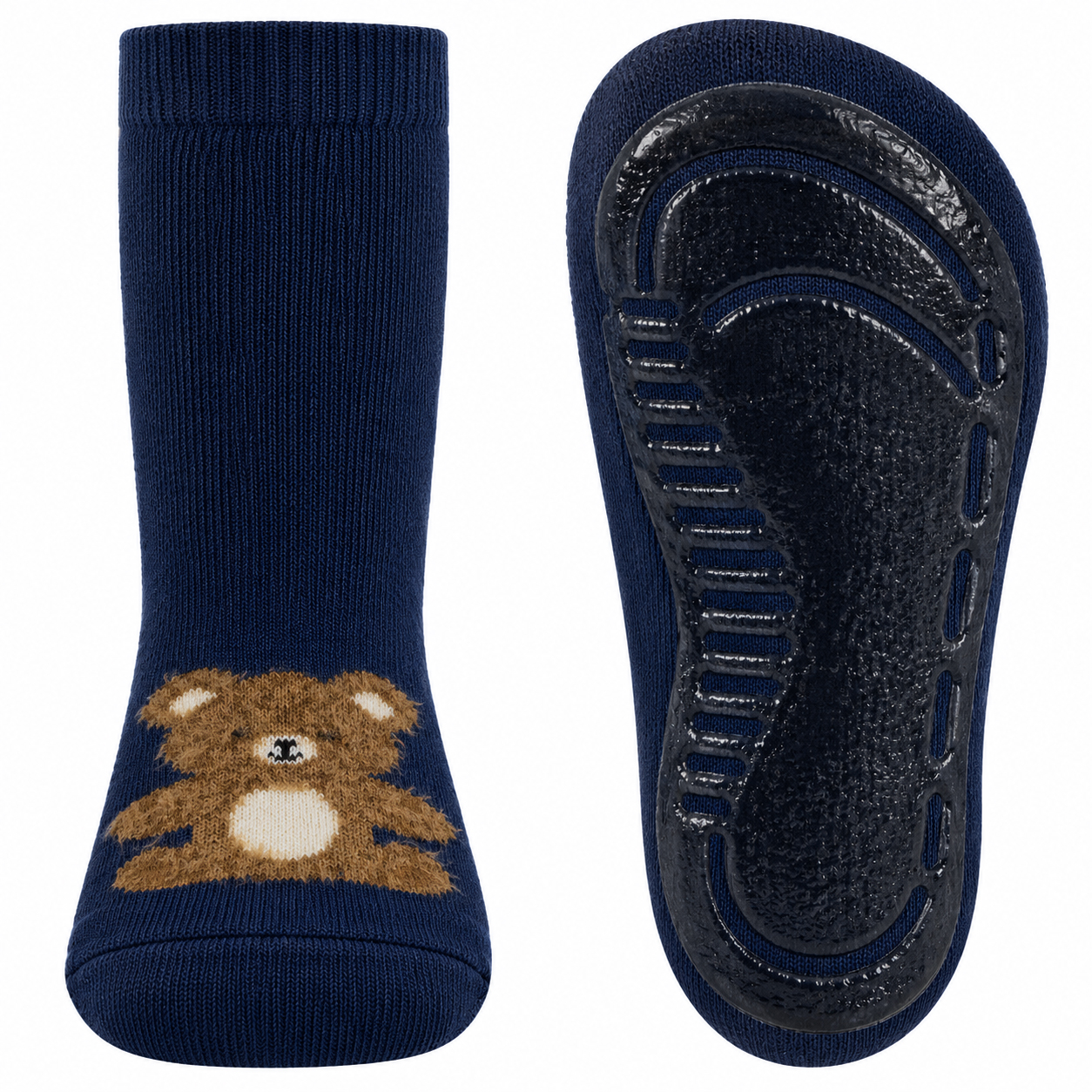 Stoppersocken aus BW Vollfrottee Softstep Sohle v. EWERS in Navy 3D Flausch Teddy 221376