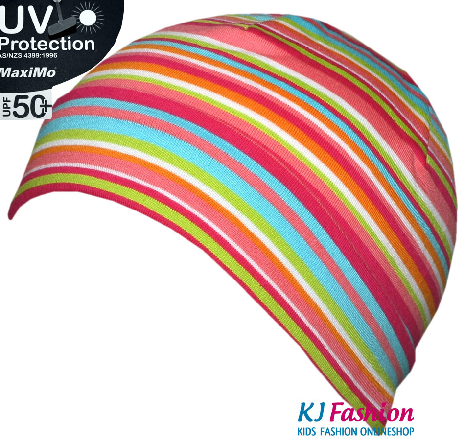 BW Jersey Mütze, Topfmütze Ringel von MAXIMO UV 50+ Orange, Türkis, Lemon gestr.  333185-8105