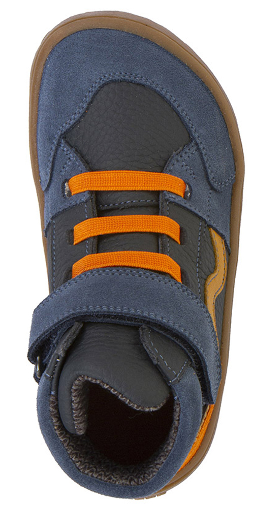 Halbhohe Barfußschuhe, Leder, TEX Membran+Textil Inlay *BlueDenim / Orange * FRODDO G3110265