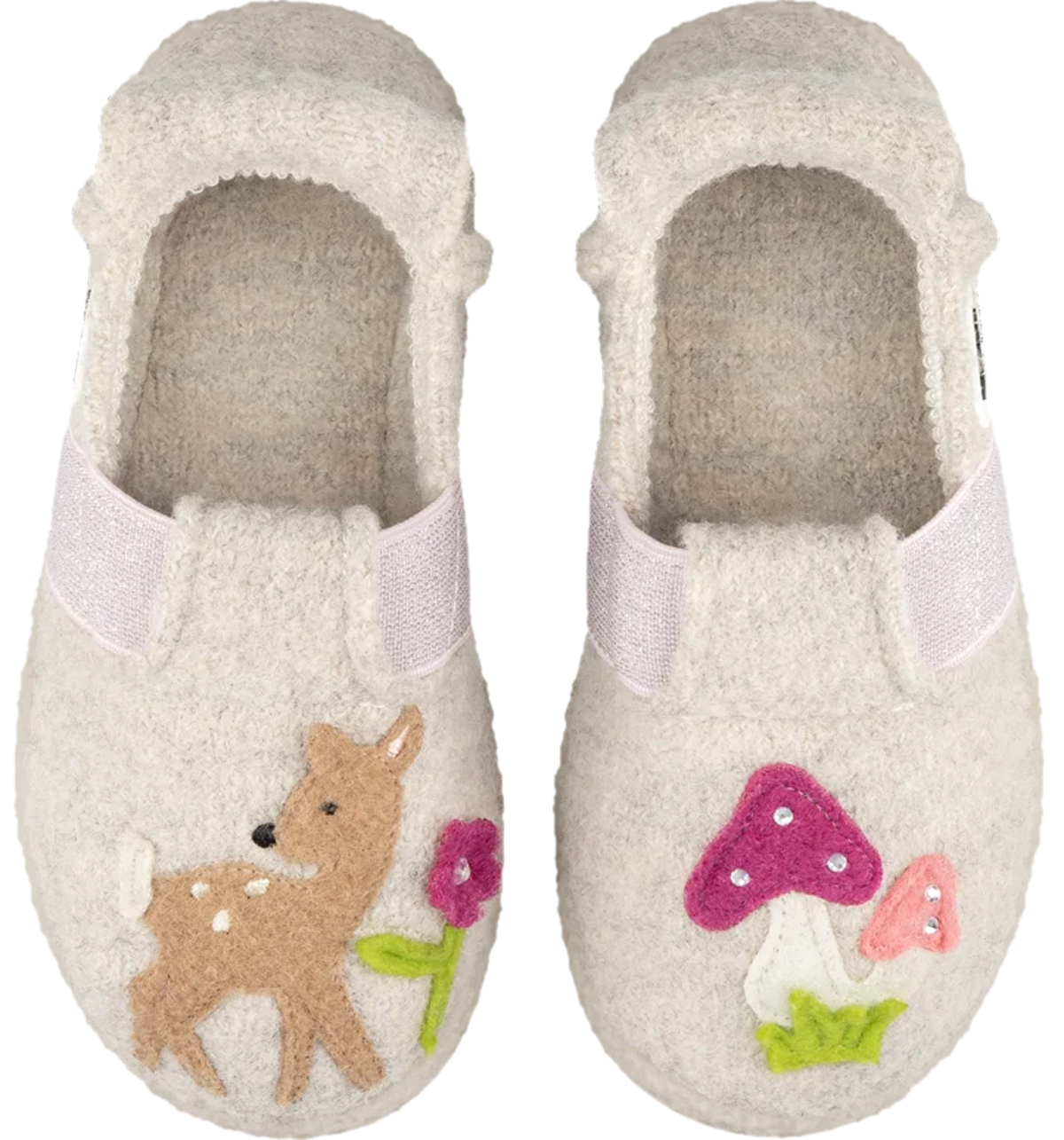 Schlupf - Hausschuhe aus Wolle, TPR Sohle von NANGA * Bambis 2.0 in Offwhite / Beige *