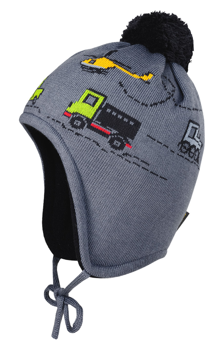 Wintermütze Fahrzeuge mit Ohrenausarbeitung z. binden, mit Bommel & Fleece Futter MAXIMO 364000