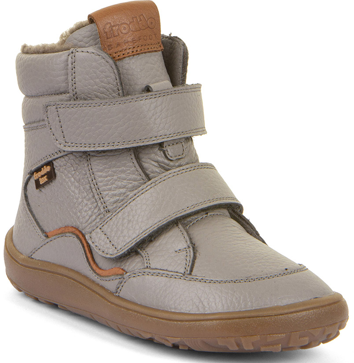 Schurwoll gefütterte Leder Barfußstiefel mit TEX Membran in Hellgrau Uni v. FRODDO G3160246