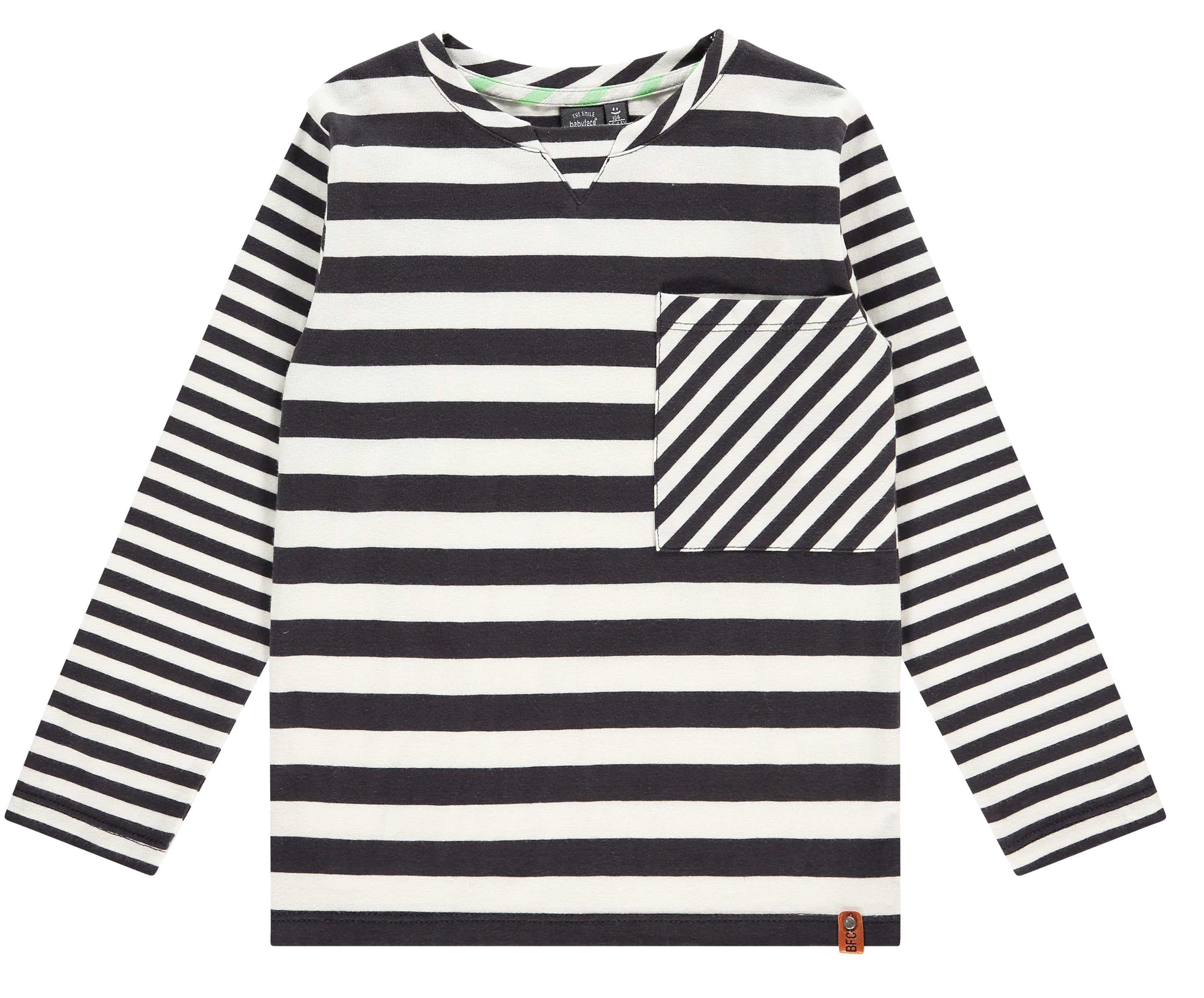 Longsleeve in Dunkelgrau / Weiß gestreift aus BW Jersey für Baby Boys von BABYFACE  7607