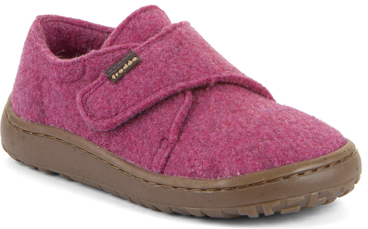 Woll- Hausschuhe mit Klett, in Pink / Fuxia von * Froddo Barefoot* knautschige Minimalsohle G1700420