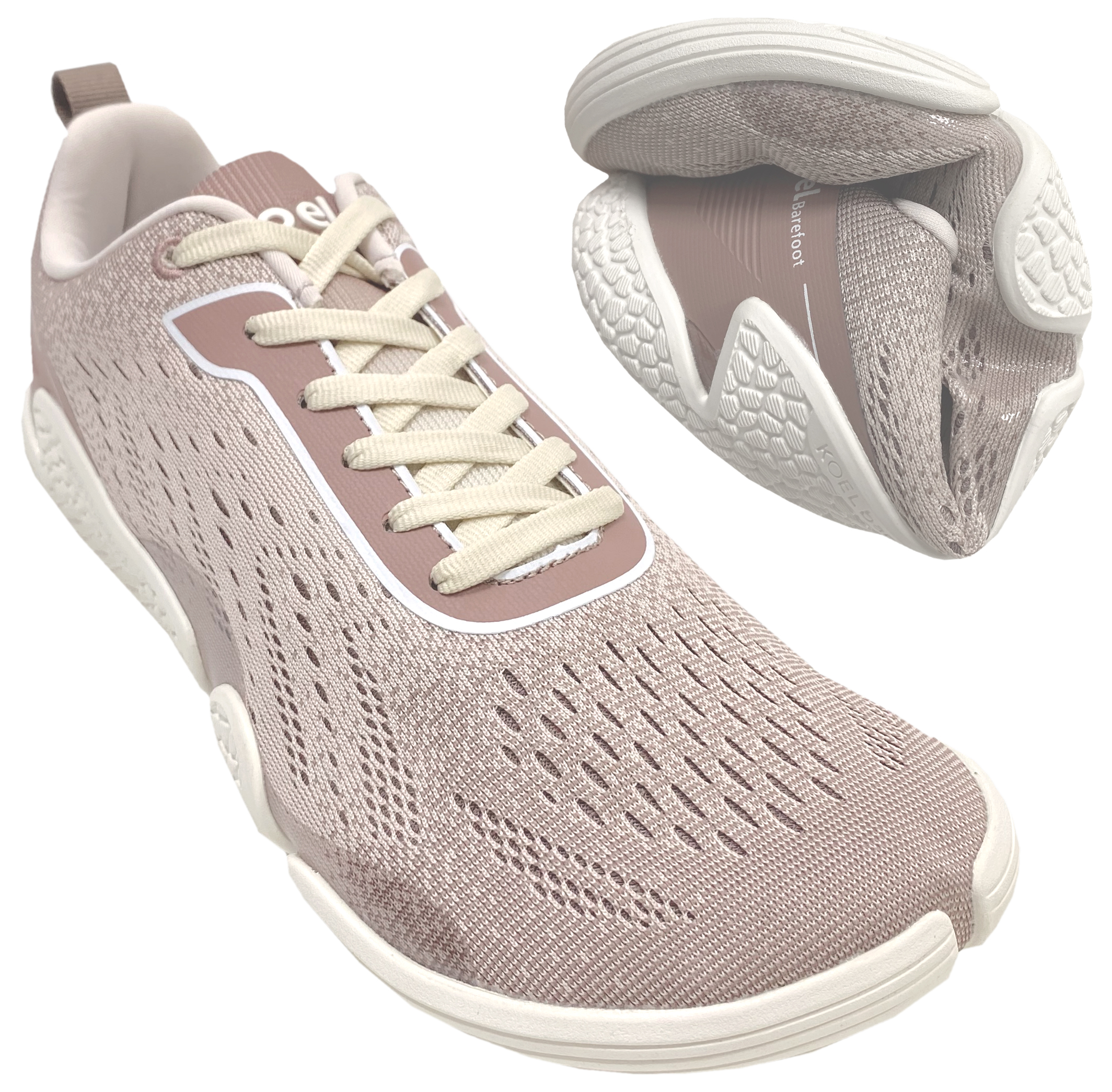 Luftig leichte Barfußsneaker aus Mesh Knit von KOEL Barefoot NOVA in Taupe Rose 26M002.50E