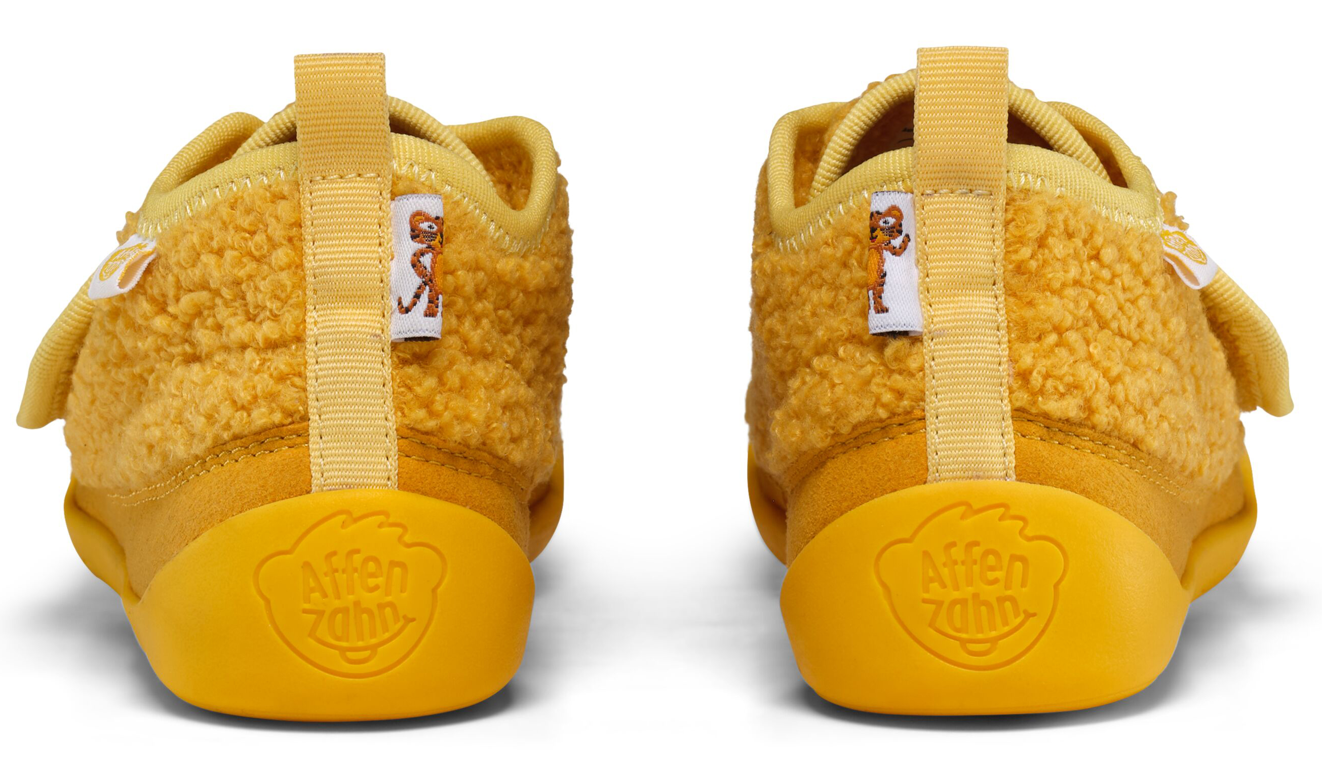 Veganer Hausschuh / Minimalschuhe aus recyceltem Fleece von AFFENZAHN * TIGER in Gelb *